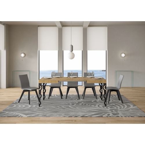 Table Extensible 70x110/194 Cm Karamay Chêne Nature Cadre Anthracite