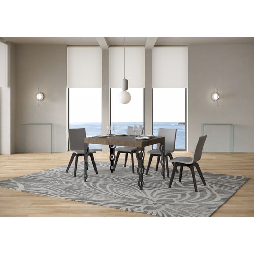 Table Extensible 70x110/194 Cm Karamay Noyer Cadre Anthracite
