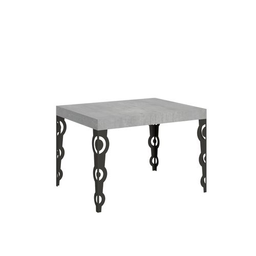 Table Extensible 80x120/204 Cm Karamay Gris Béton Cadre Anthracite
