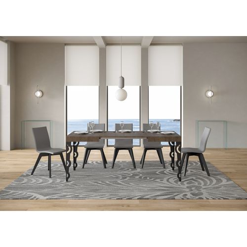 Table Extensible 80x120/204 Cm Karamay Noyer Cadre Anthracite