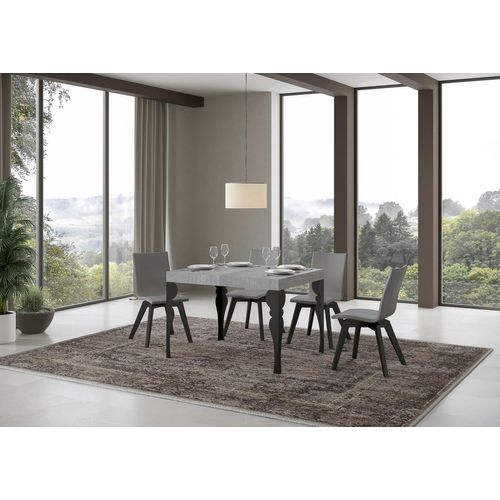 Table Extensible 70x110/194 Cm Paxon Gris Béton Cadre Anthracite