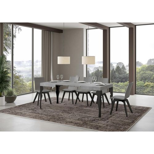 Table Extensible 70x110/194 Cm Paxon Gris Béton Cadre Anthracite