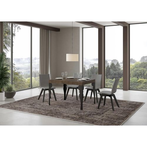Table Extensible 70x110/194 Cm Paxon Noyer Cadre Anthracite