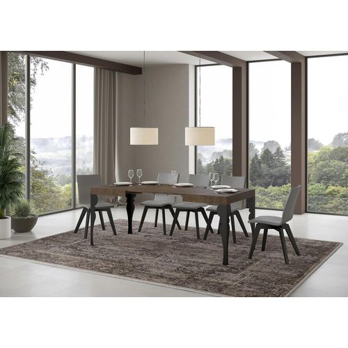 Table Extensible 70x110/194 Cm Paxon Noyer Cadre Anthracite
