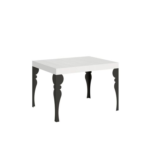 Table Extensible 80x120/204 Cm Paxon Frêne Blanc Cadre Anthracite