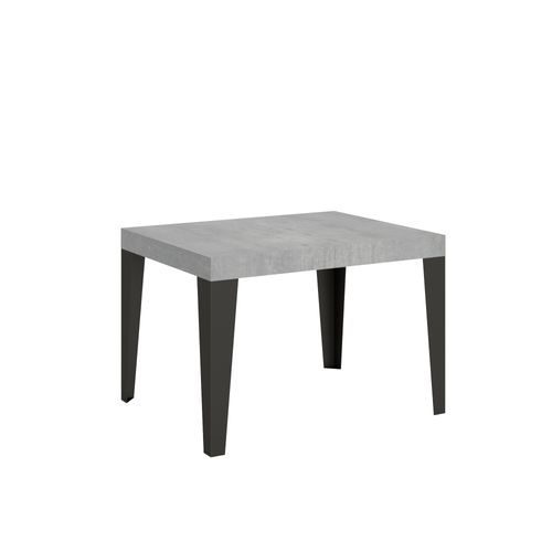 Table Extensible 70x110/194 Cm Flame Gris Béton Cadre Anthracite