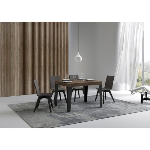 Table Extensible 70x110/194 Cm Flame Noyer Cadre Anthracite