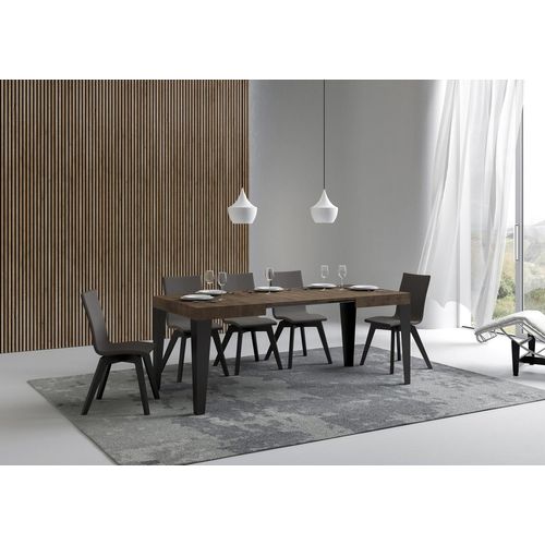 Table Extensible 70x110/194 Cm Flame Noyer Cadre Anthracite