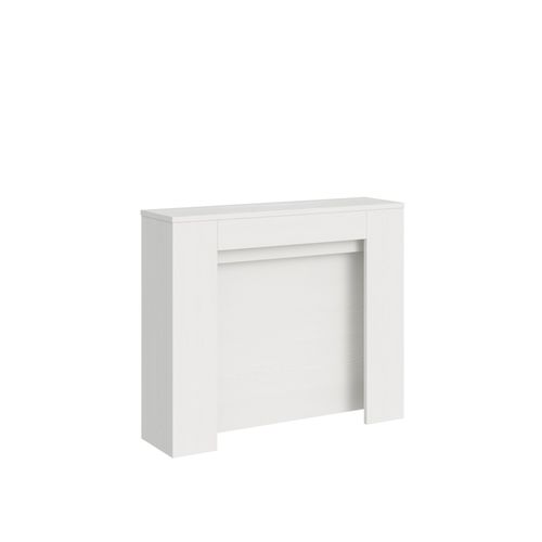 Console Extensible 90x25/211 Cm Kiba Frêne Blanc Rallonges Internes