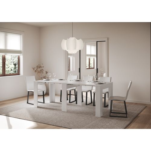 Console Extensible 90x25/211 Cm Kiba Frêne Blanc Rallonges Internes