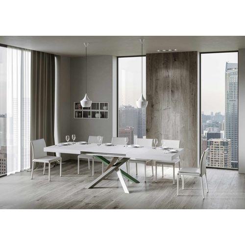 Table Extensible 90x140/244 Cm Volantis Frêne Blanc Cadre 4/a