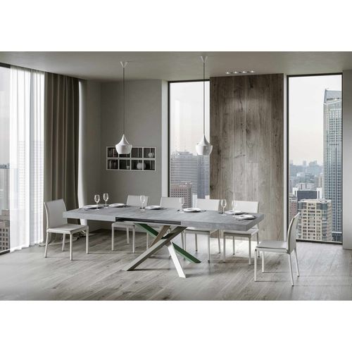 Table Extensible 90x140/244 Cm Volantis Gris Béton Cadre 4/a