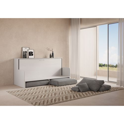 Lit Escamotable Horizontal 1 Couchage 85 Kando Sofà Avec Matelas Frêne Blanc - Alessia 20