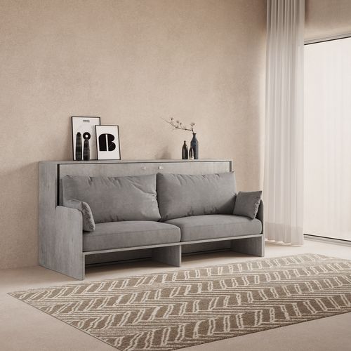Lit Escamotable Horizontal 1 Couchage 85 Kando Sofà Avec Matelas Gris Béton - Alessia 20