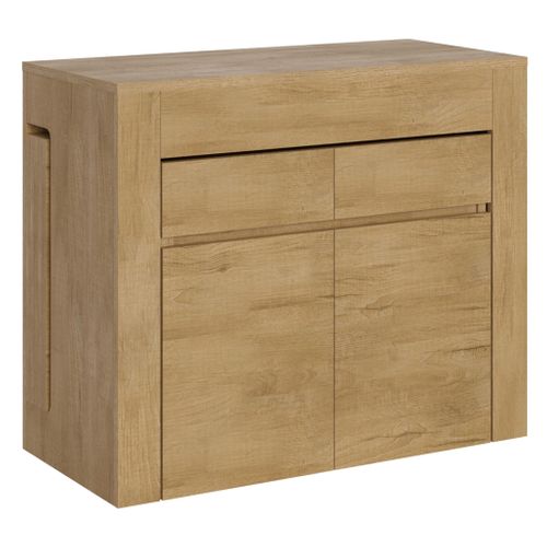 Console Extensible 90x42/302 Cm Evolve Chêne Nature Avec Bancs Inférieur Et Supérieur