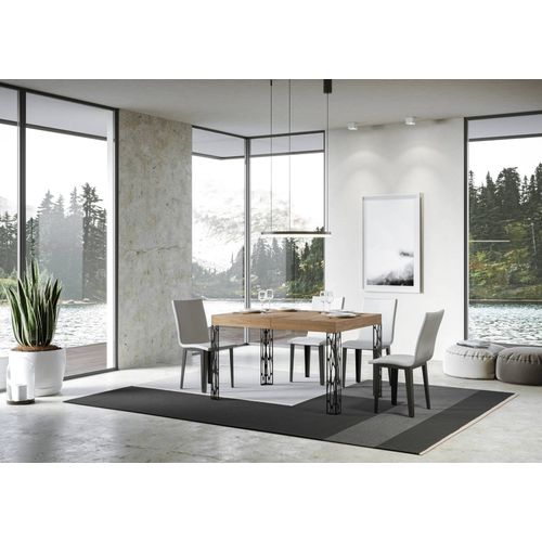 Table Extensible 80x140/224 Cm Ghibli Chêne Nature Cadre Anthracite