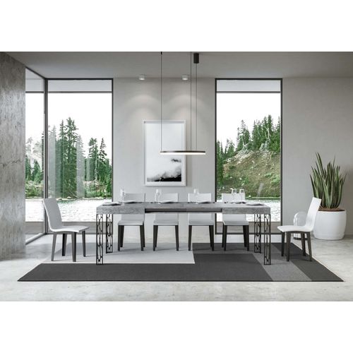 Table Extensible 80x140/224 Cm Ghibli Gris Béton Cadre Anthracite