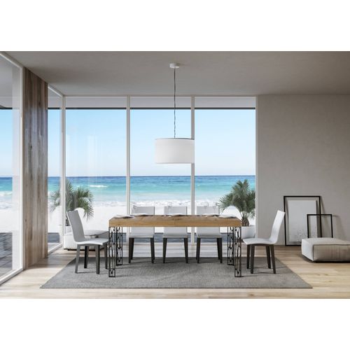 Table Extensible 80x160/244 Cm Ghibli Chêne Nature Cadre Anthracite