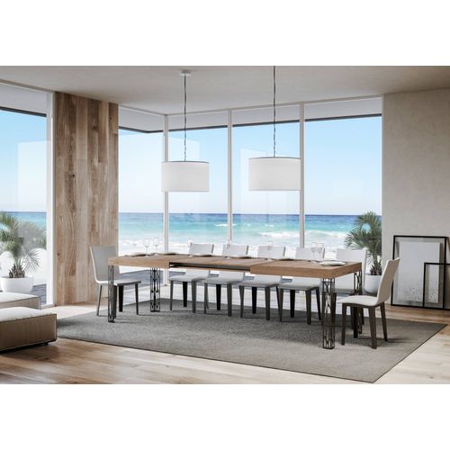 Table Extensible 80x160/244 Cm Ghibli Chêne Nature Cadre Anthracite