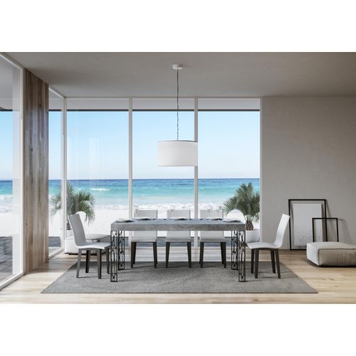 Table Extensible 80x160/244 Cm Ghibli Gris Béton Cadre Anthracite