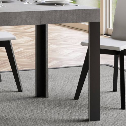 Table Extensible 80x140/224 Cm Linea Gris Béton Cadre Anthracite
