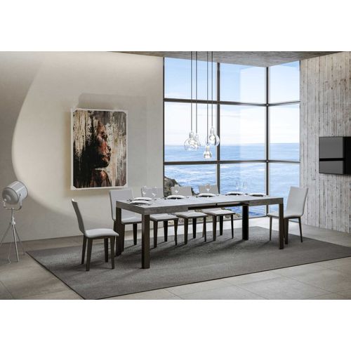 Table Extensible 80x140/224 Cm Linea Gris Béton Cadre Anthracite