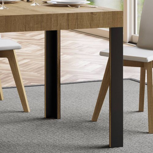 Table Extensible 80x160/244 Cm Linea Chêne Nature Cadre Anthracite