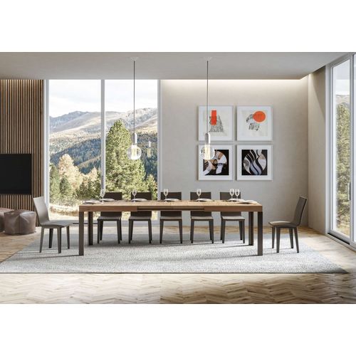 Table Extensible 80x160/244 Cm Linea Chêne Nature Cadre Anthracite