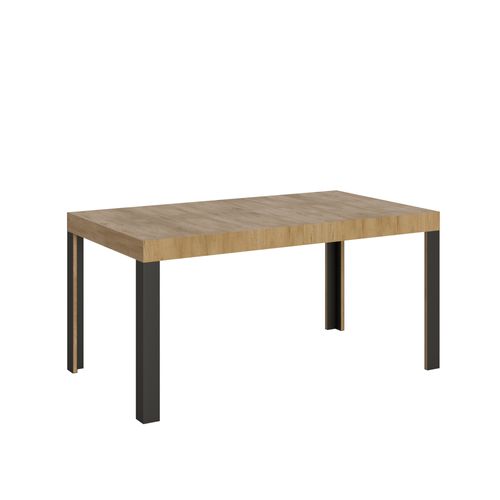 Table Extensible 80x160/244 Cm Linea Chêne Nature Cadre Anthracite