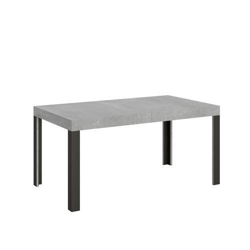 Table Extensible 80x160/244 Cm Linea Gris Béton Cadre Anthracite