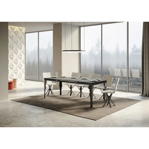 Table Extensible 80x140/224 Cm Paxon Gris Béton Cadre Anthracite