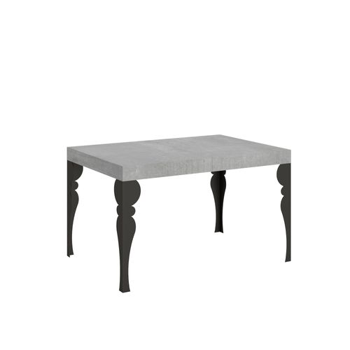 Table Extensible 80x140/224 Cm Paxon Gris Béton Cadre Anthracite