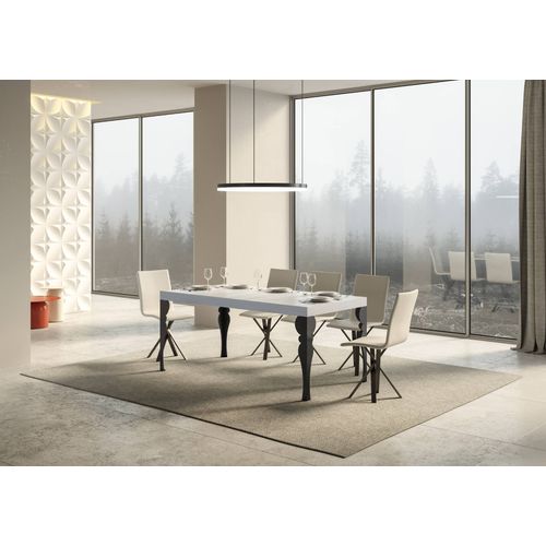 Table Extensible 80x160/244 Cm Paxon Frêne Blanc Cadre Anthracite
