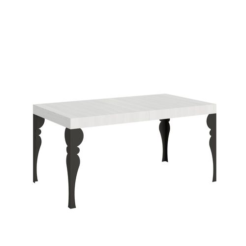 Table Extensible 80x160/244 Cm Paxon Frêne Blanc Cadre Anthracite