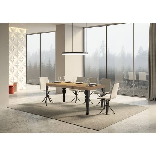 Table Extensible 80x160/244 Cm Paxon Chêne Nature Cadre Anthracite