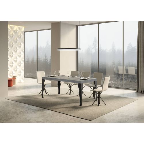 Table Extensible 80x160/244 Cm Paxon Gris Béton Cadre Anthracite