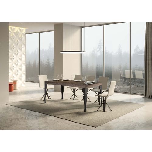 Table Extensible 80x160/244 Cm Paxon Noyer Cadre Anthracite