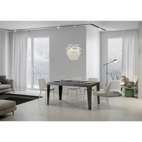 Table Extensible 80x160/244 Cm Flame Gris Béton Cadre Anthracite