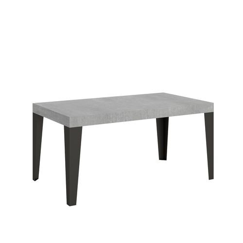 Table Extensible 80x160/244 Cm Flame Gris Béton Cadre Anthracite