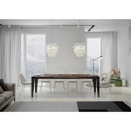 Table Extensible 80x160/244 Cm Flame Noyer Cadre Anthracite