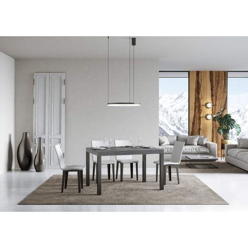 Table Extensible 80x140/224 Cm Everyday Gris Béton Cadre Anthracite