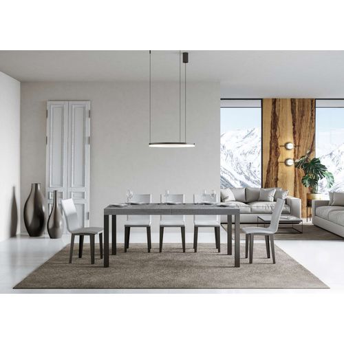Table Extensible 80x160/244 Cm Everyday Gris Béton Cadre Anthracite