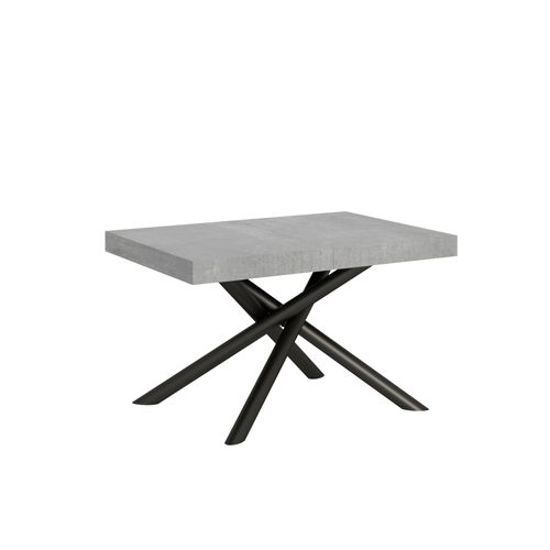 Table Extensible 90x140/400 Cm Famas Gris Béton Cadre Anthracite