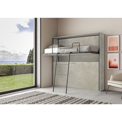 Lit Escamotable Horizontal Superposé 2 Couchages 85 Kando Avec Matelas Cachemire