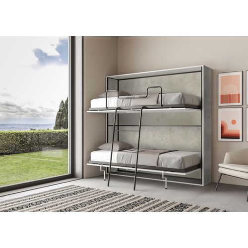 Lit Escamotable Horizontal Superposé 2 Couchages 85 Kando Avec Matelas Cachemire