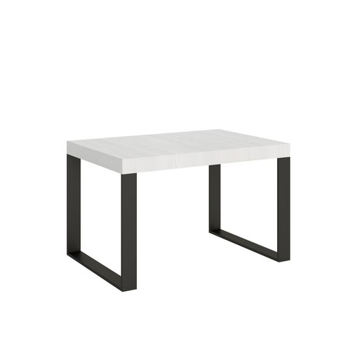 Table Extensible 90x140/400 Cm Tecno Frêne Blanc Cadre Anthracite