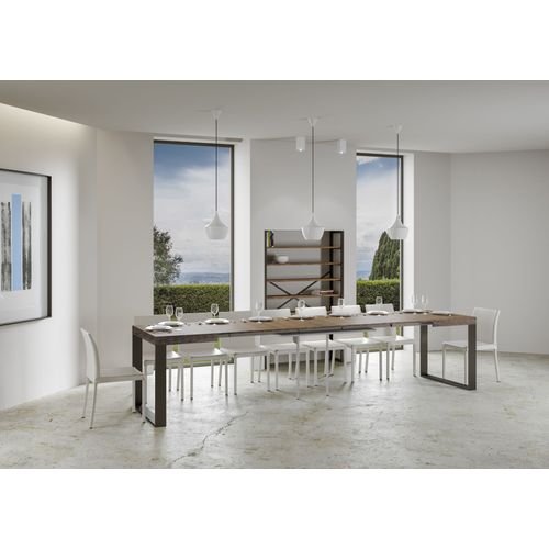 Table Extensible 90x140/400 Cm Tecno Noyer Cadre Anthracite