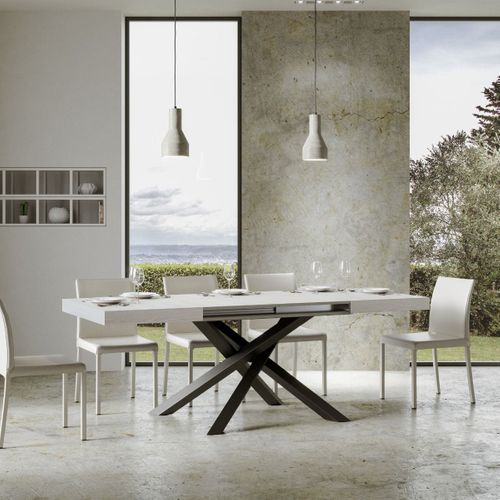 Table Extensible 90x140/400 Cm Volantis Frêne Blanc Cadre Anthracite