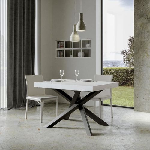 Table Extensible 90x140/400 Cm Volantis Frêne Blanc Cadre Anthracite