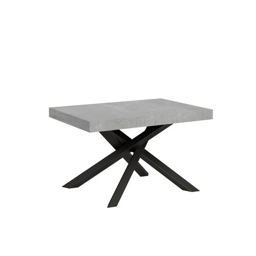 Table Extensible 90x140/400 Cm Volantis Gris Béton Cadre Anthracite